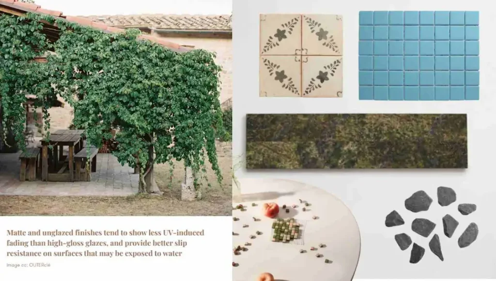 Glaze, finish, and the surface behaviour of outdoor wall tiles