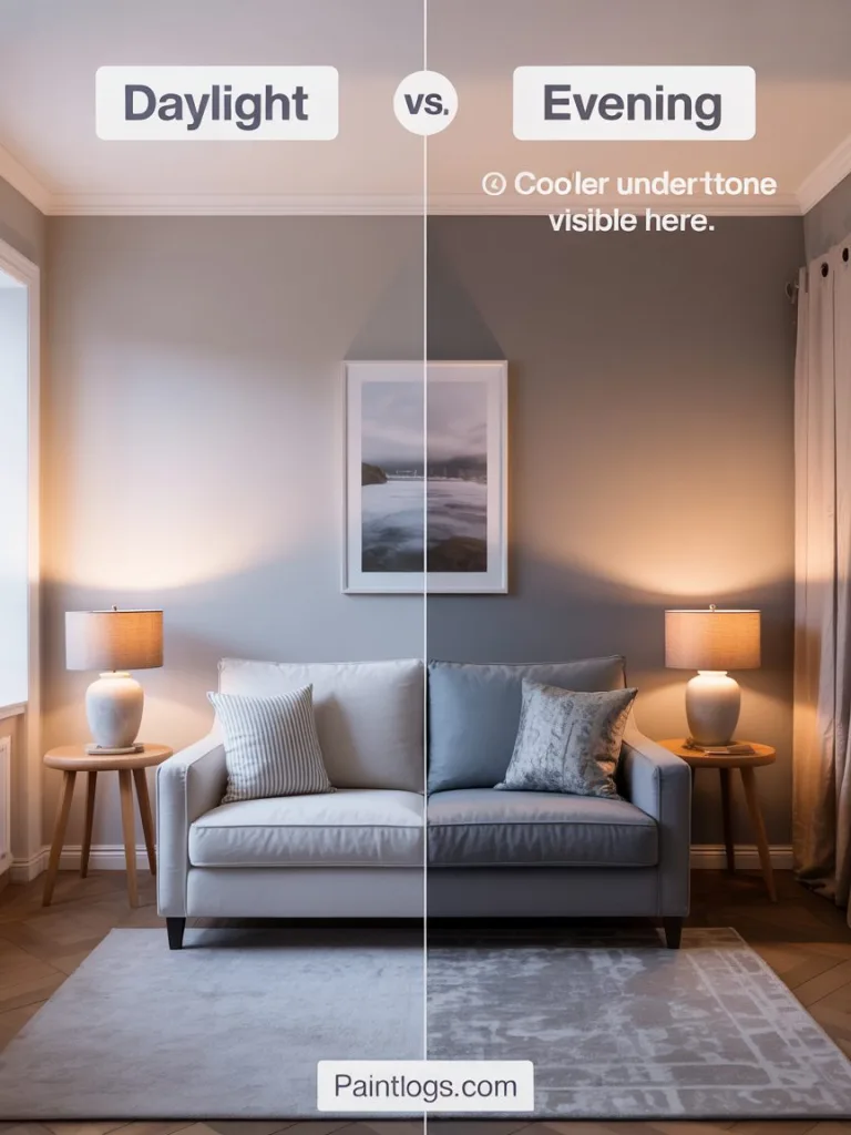 Side-by-Side Room with Daylight vs. Evening Lighting