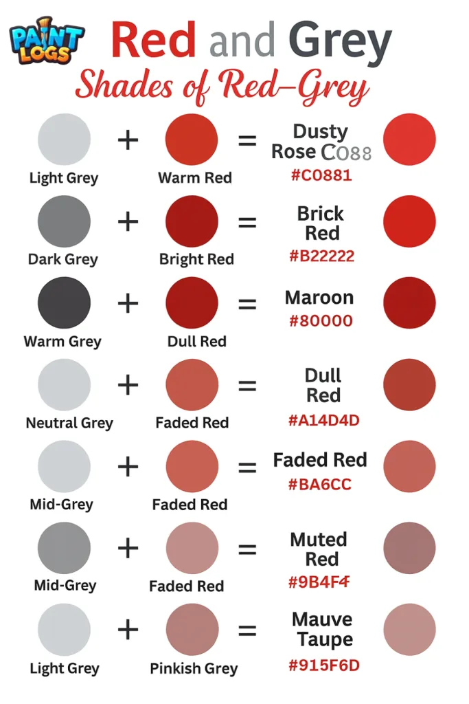 Digital Design – Hex Codes for Red + Grey Shades