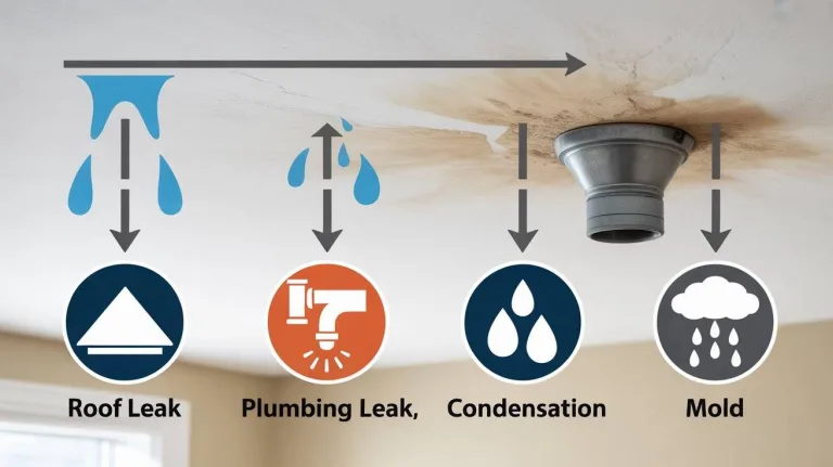 cleaning and repainting methods to remove water stains from ceiling using vinegar, bleach, and primer