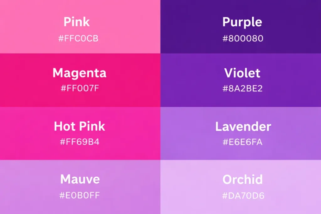 Different Shades of Pink and Purple