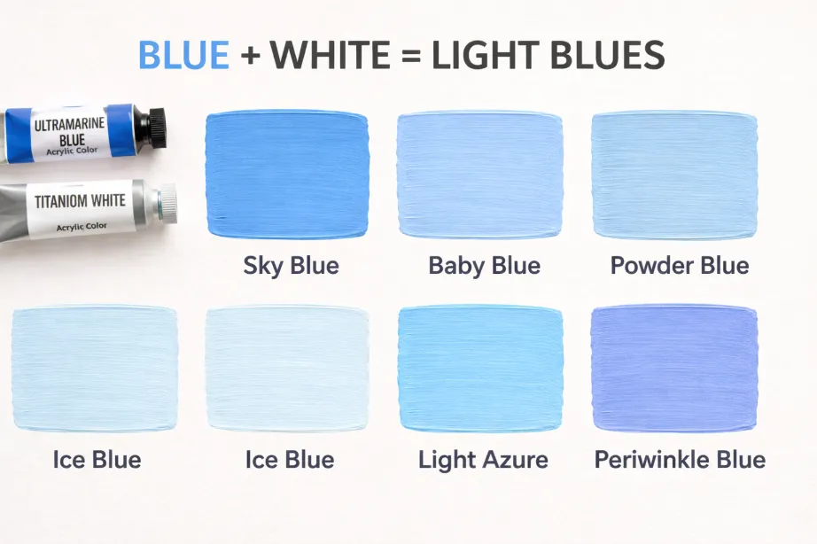 Common Shades Created When Mixing Blue and White