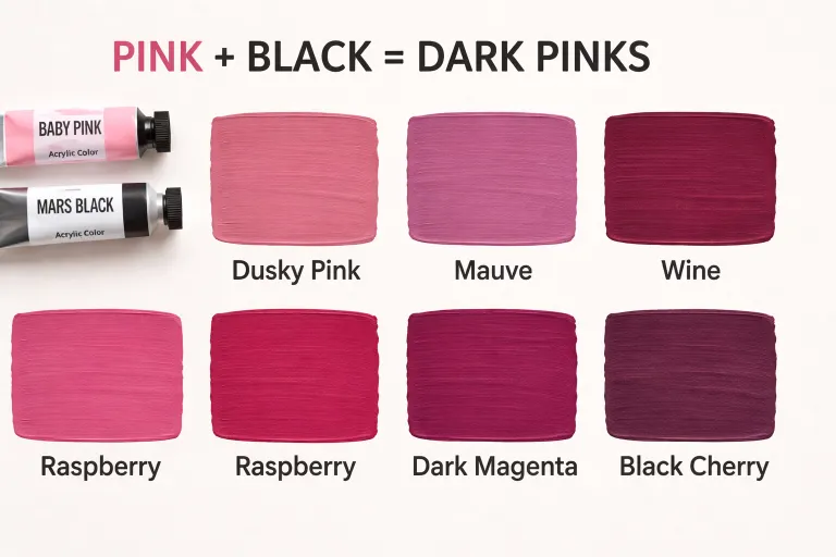  Brown and Pink Make dusky pink, mauve, wine, raspberry, dark magenta 