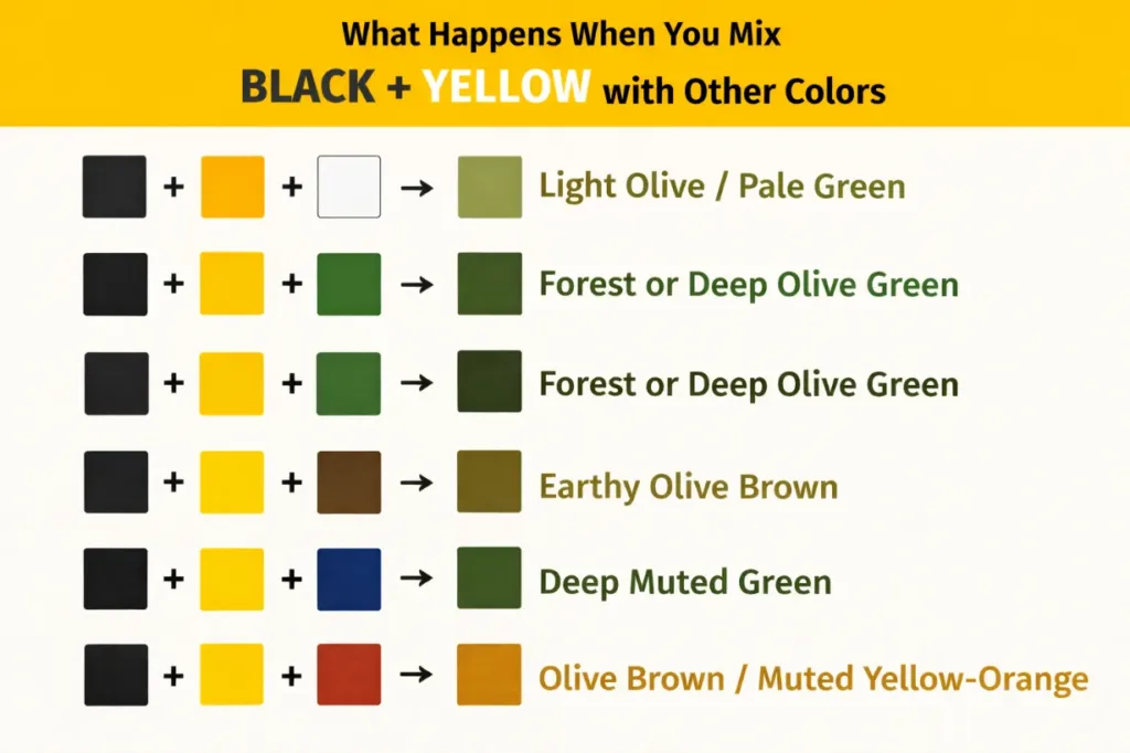 What Happens When You Mix Black + Yellow with Other Colors