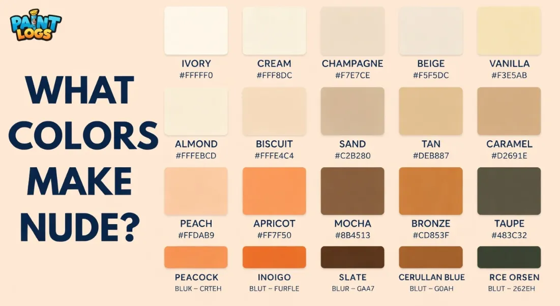 what colors make nude — 20 nude shade swatches with hex codes from ivory to taupe