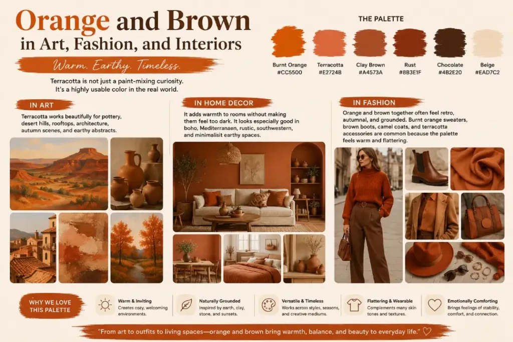 Orange and Brown in Art, Fashion, and Interiors