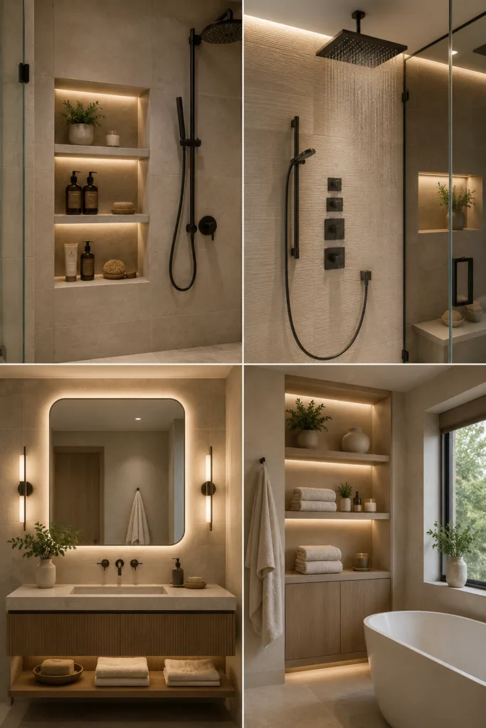 11. Add A Built-In Shower Niche 12. Replace Old Shower Fixtures 13. Try A Backlit Mirror 14. Add Soft Open Shelving