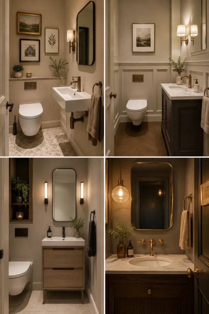 11. Add Framed Wall Art 12. Try Wall Paneling 13. Choose A Compact Vanity 14. Use Brass Details For Warmth