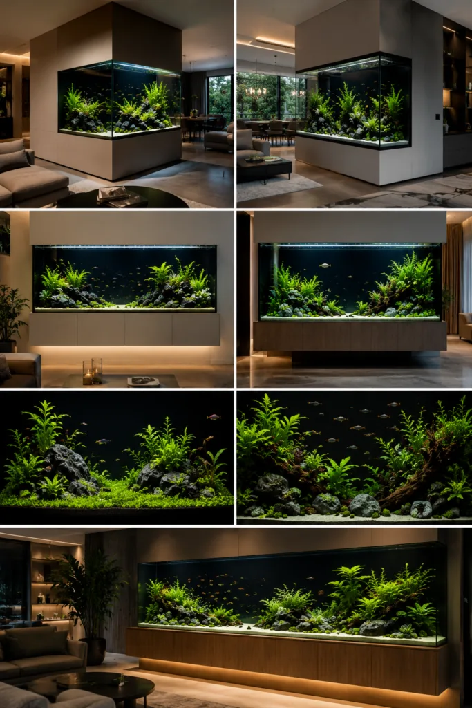 11. Design Around A Corner Aquarium 12. Use Floating Cabinetry Below The Tank 13. Create A Black Background Aquarium 14. Incorporate Live Aquatic Plants