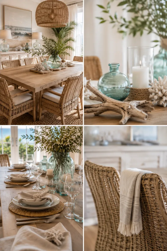 11. Mix Different Natural Textures 12. Use Glass Decor Accents 13. Create A Relaxed Table Setting 14. Include Driftwood-Inspired Details
