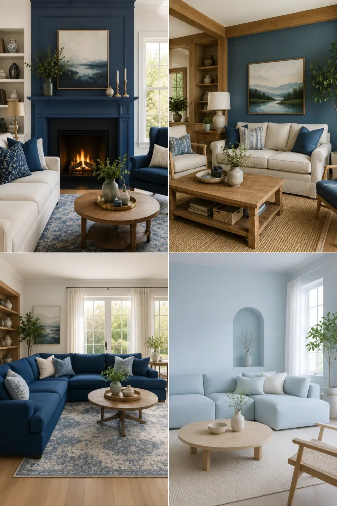 Powder Blue Minimalist Living Room