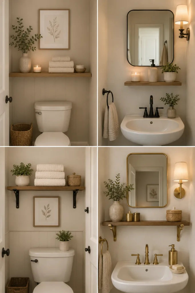 15. Keep The Color Palette Soft 16. Add A Small Mirror Shelf 17. Use Black Shelf Brackets 18. Try Brass Shelf Details