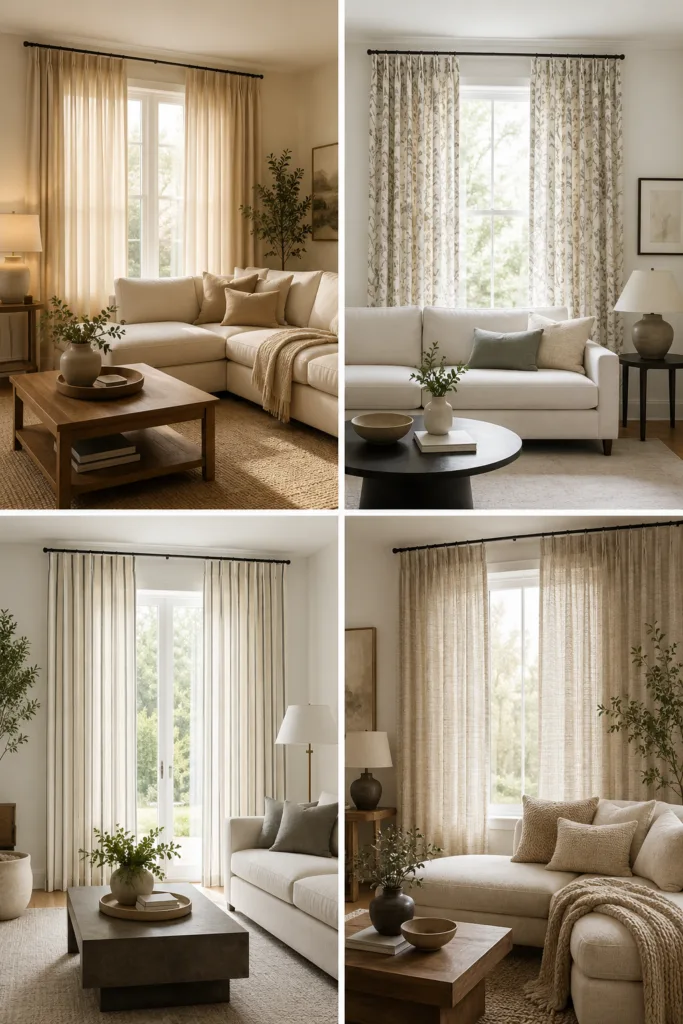 15. Use Beige Curtains For A Soft Warm Room 16. Add Patterned Curtains In A Simple Room 17. Try Vertical Stripe Curtains 18. Use Textured Curtains Instead Of Loud Colors