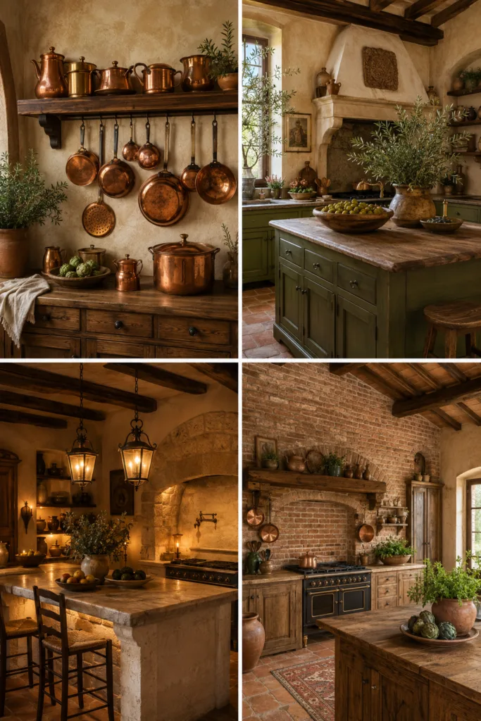 15. Use Copper Cookware As Decor 16. Add Olive Green Accents 17. Choose Soft Warm Lighting 18. Add A Brick Accent Wall