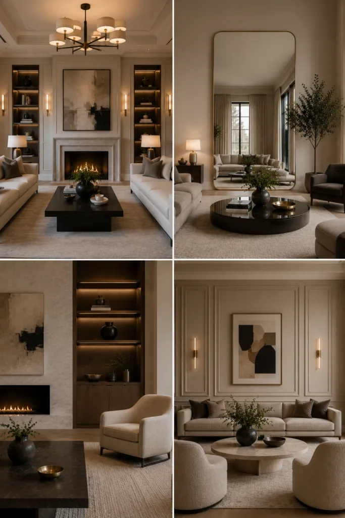 19. Create Symmetrical Arrangements 20. Use Large Mirrors Strategically 21. Focus On Quality Over Quantity 22. Add Architectural Wall Details