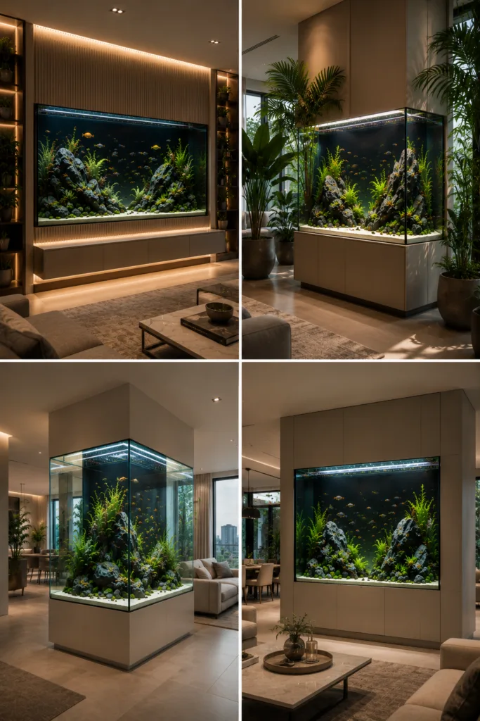 19. Highlight The Tank With Accent Lighting 20. Pair It With Indoor Plants 21. Create A Contemporary Glass Box Look 22. Use Neutral Surrounding Colors
