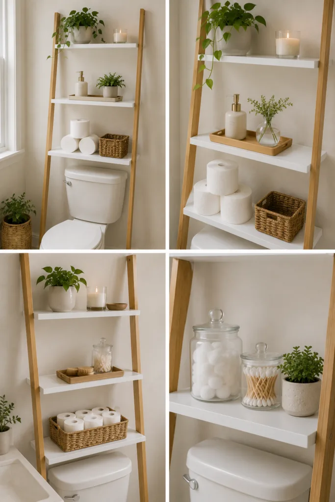 19. Keep It Minimal With Only A Few Items 20. Add A Small Tray On One Shelf 21. Store Extra Toilet Paper Stylishly 22. Use Glass Jars For Small Essentials