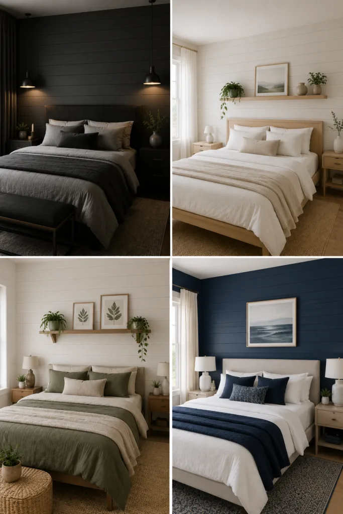 Navy Blue Shiplap Accent Wall