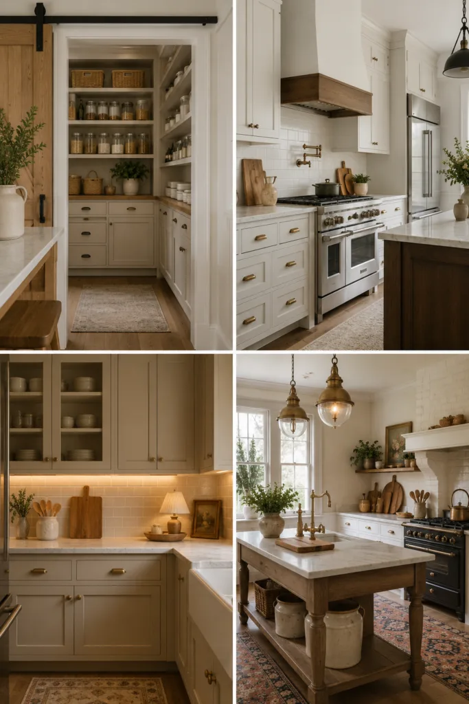 23. Add A Walk-In Pantry Look 24. Mix Modern Appliances With Classic Detail 25. Use Soft Under-Cabinet Lighting 26. Add Vintage-Inspired Details