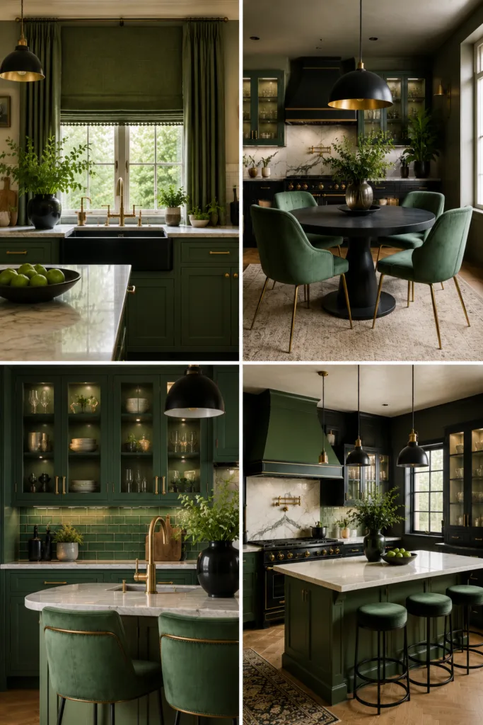 . Mix Green with Black Accents