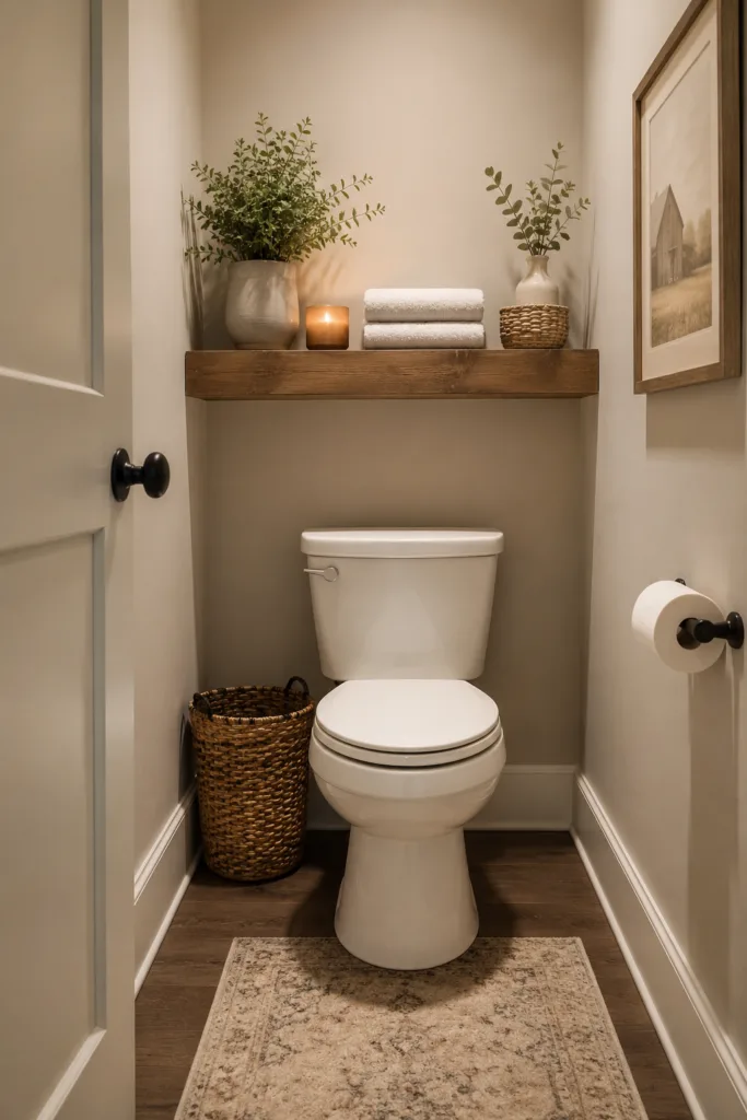 Add A Floating Shelf Above The Toilet