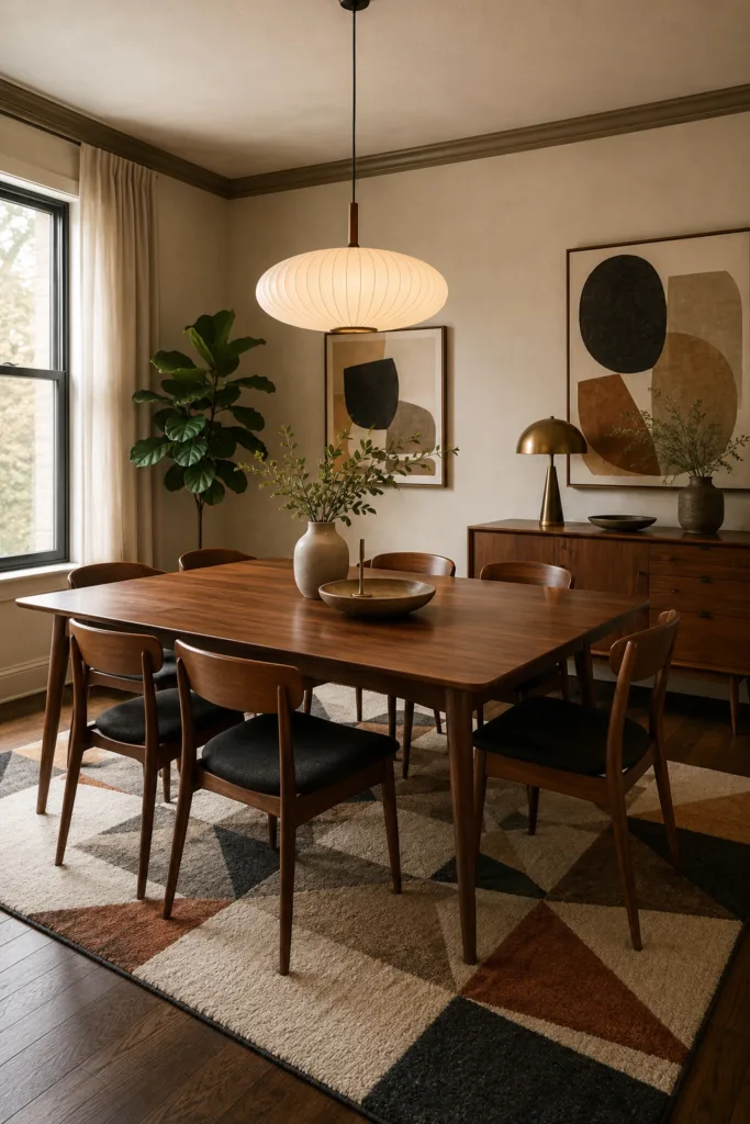 Add A Geometric Rug Under The Table