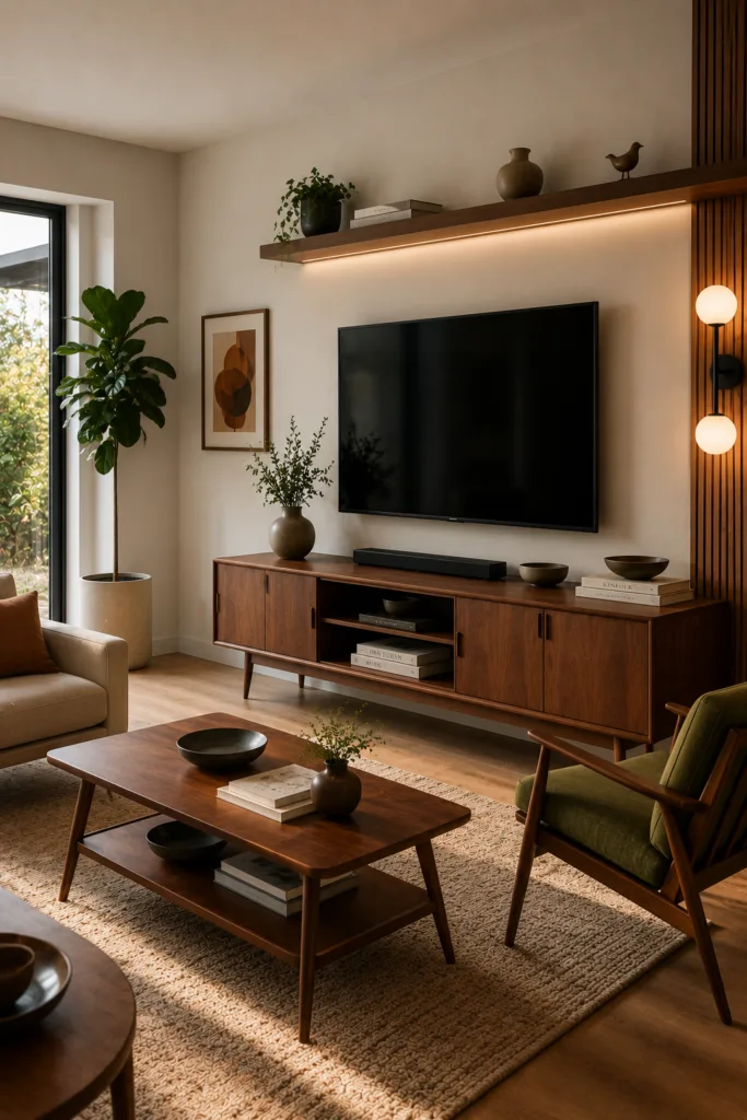 Add A Sleek Wooden Media Console