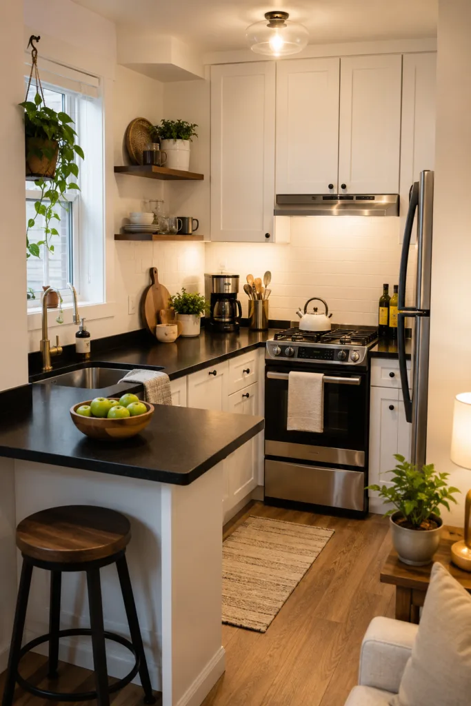 Add Black Countertops To A Small Kitchen