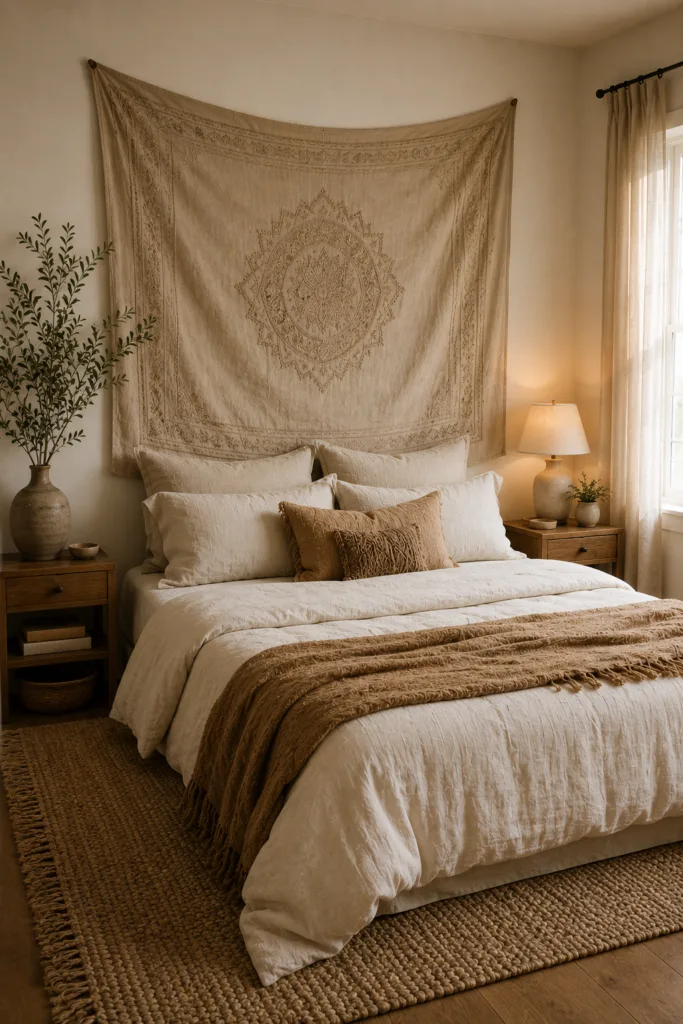 Add a Large Tapestry Behind the Bed