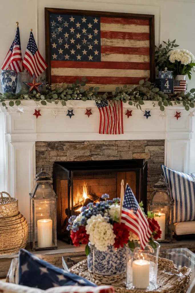 American Flag Mantel Display
