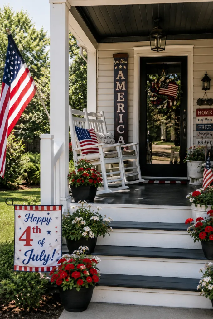 American Flag Porch Display