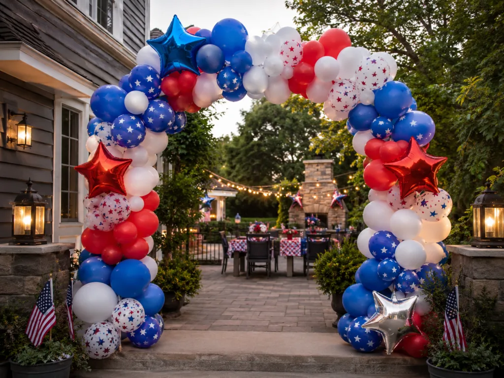 Balloon Arch in Patriotic Colors