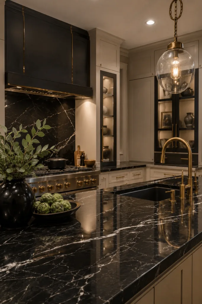 Choose Black Marble Countertops With White Veining