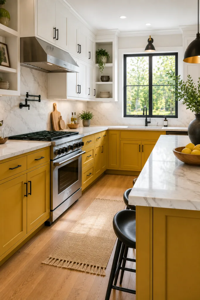 Choose Mustard Yellow Lower Cabinets