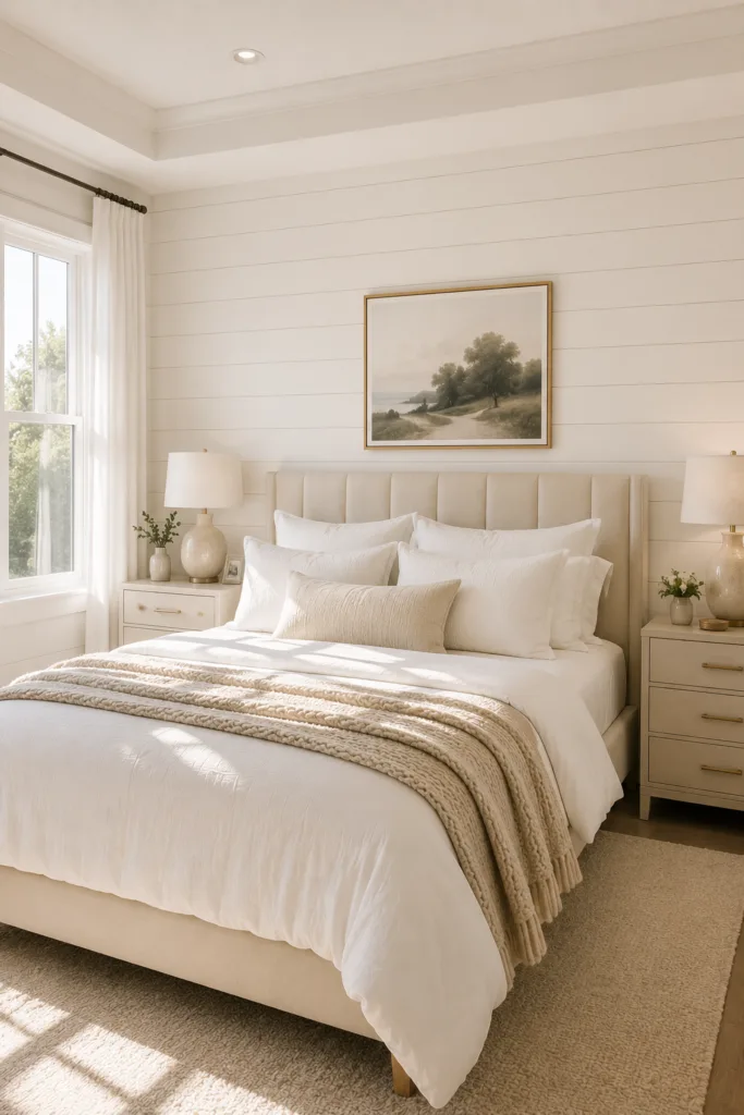 Classic White Shiplap Accent Wall