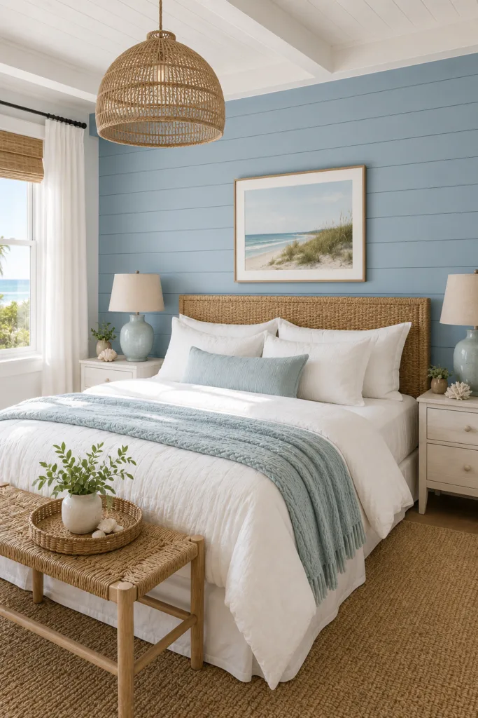 Coastal Blue Shiplap Bedroom