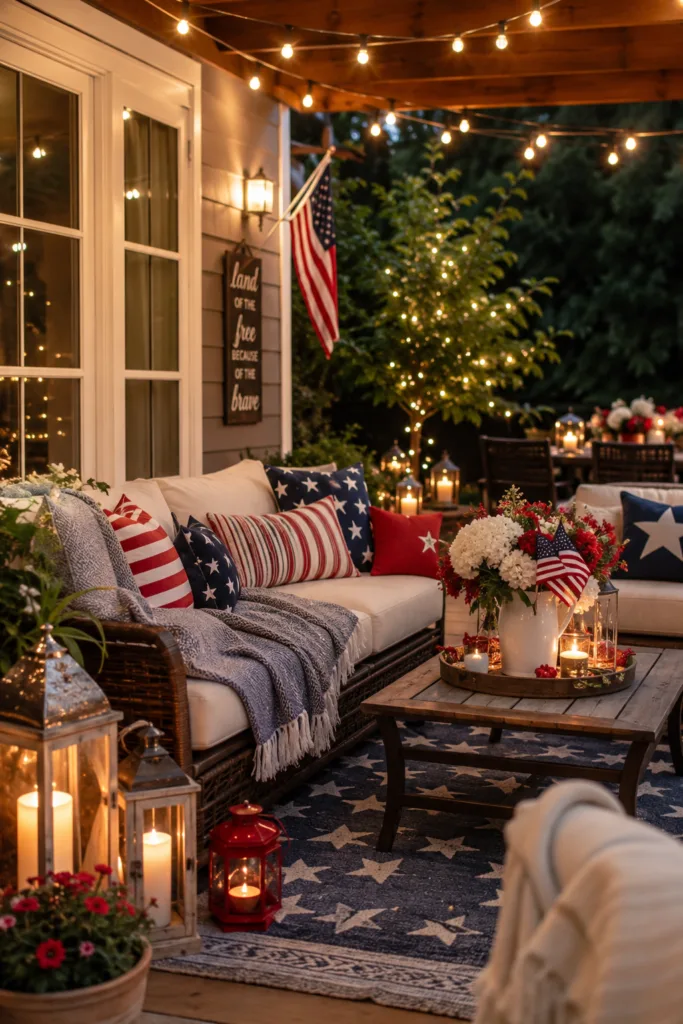 Cozy 4th of July Patio Setup