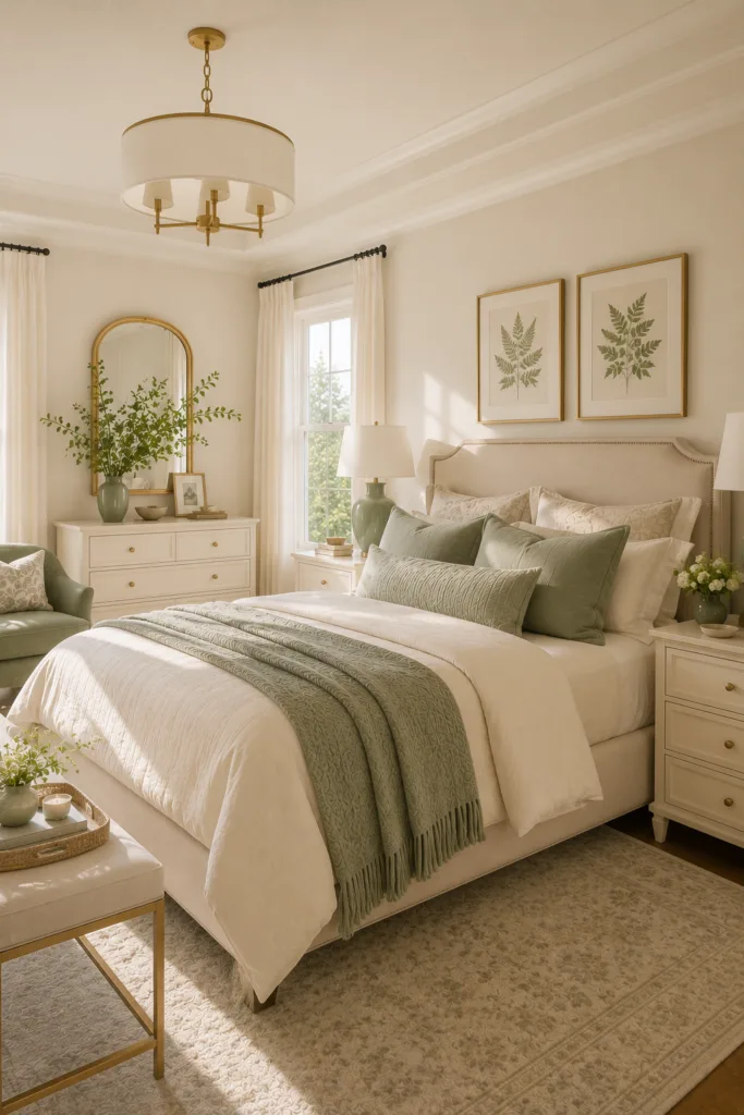 Cream Furniture with Sage Green Decor