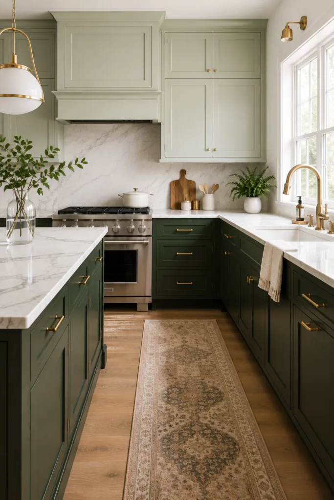Create a Two-Tone Green Kitchen
