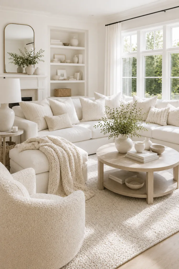 Decorate with White Textured Pillows