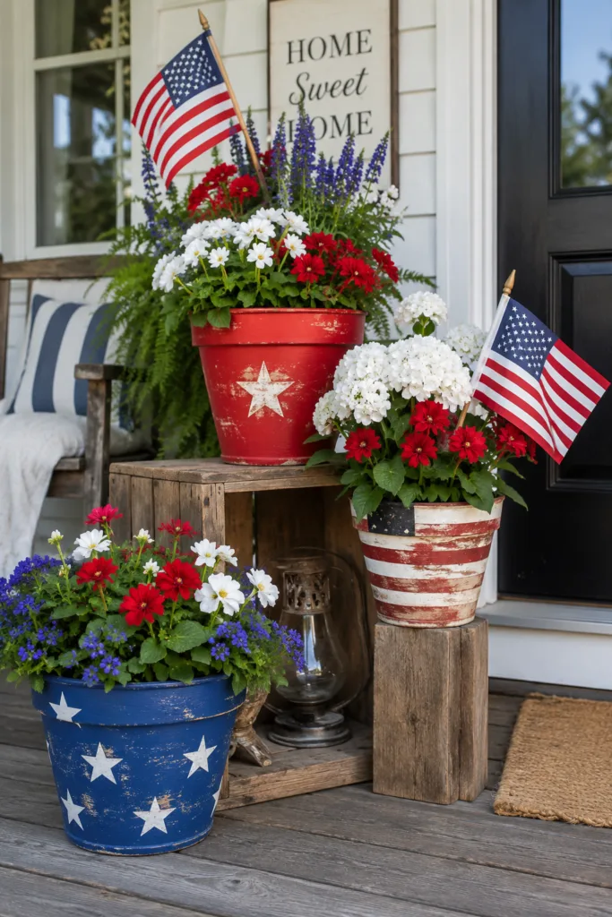 Flower Pots in Patriotic Colors