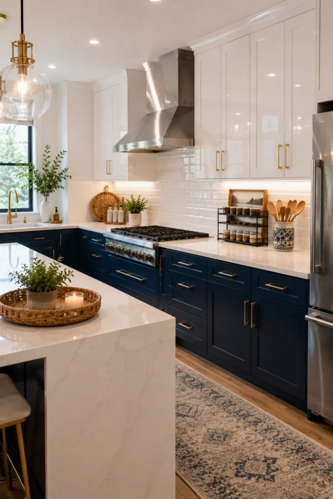 Glossy Two-Tone Cabinets