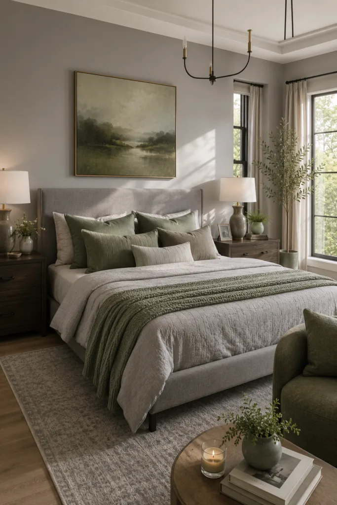 Grey Furniture with Sage Green Accessories