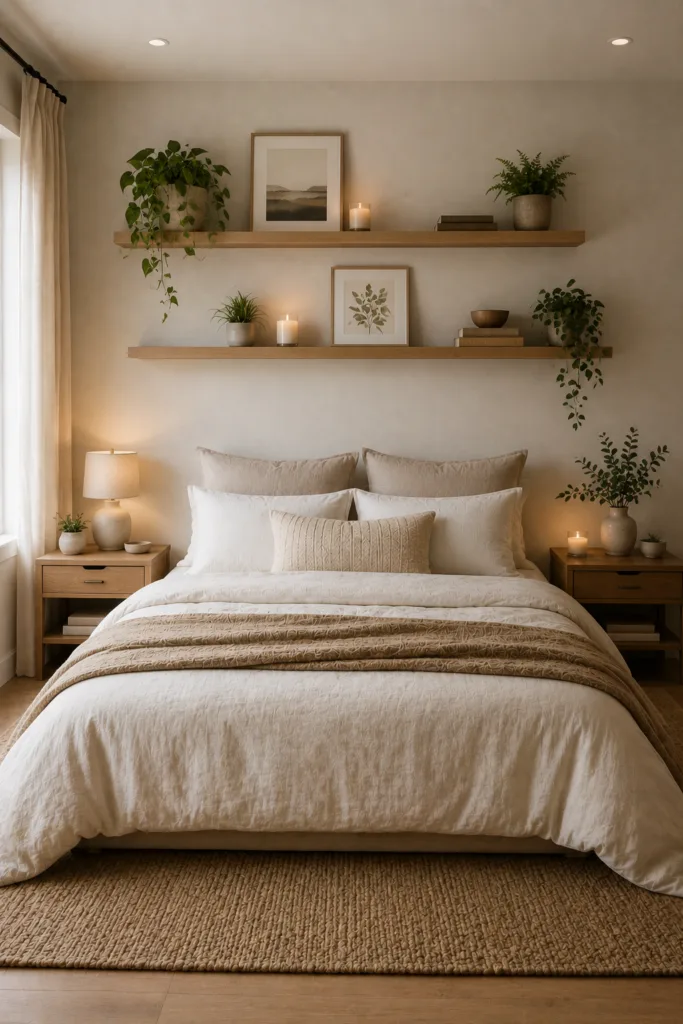  Hang Floating Shelves Above the Bed