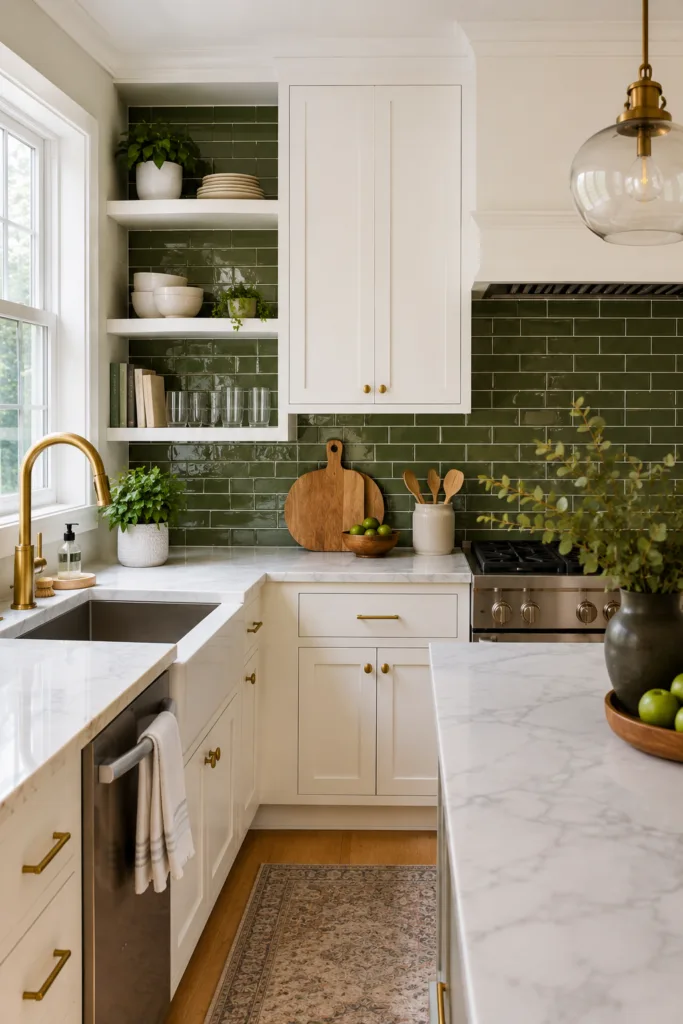 . Install Green Subway Tile Backsplash