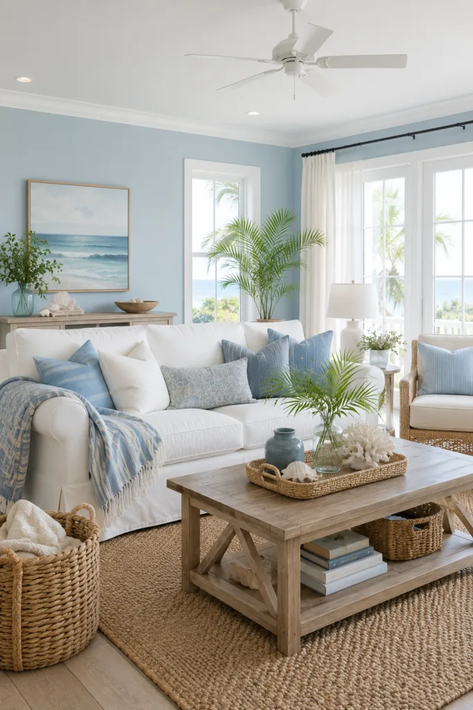 Light Blue Coastal Living Room