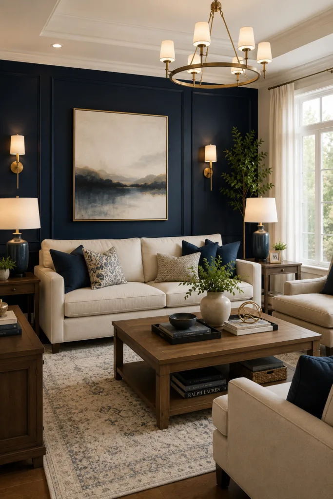 Navy Blue Accent Wall