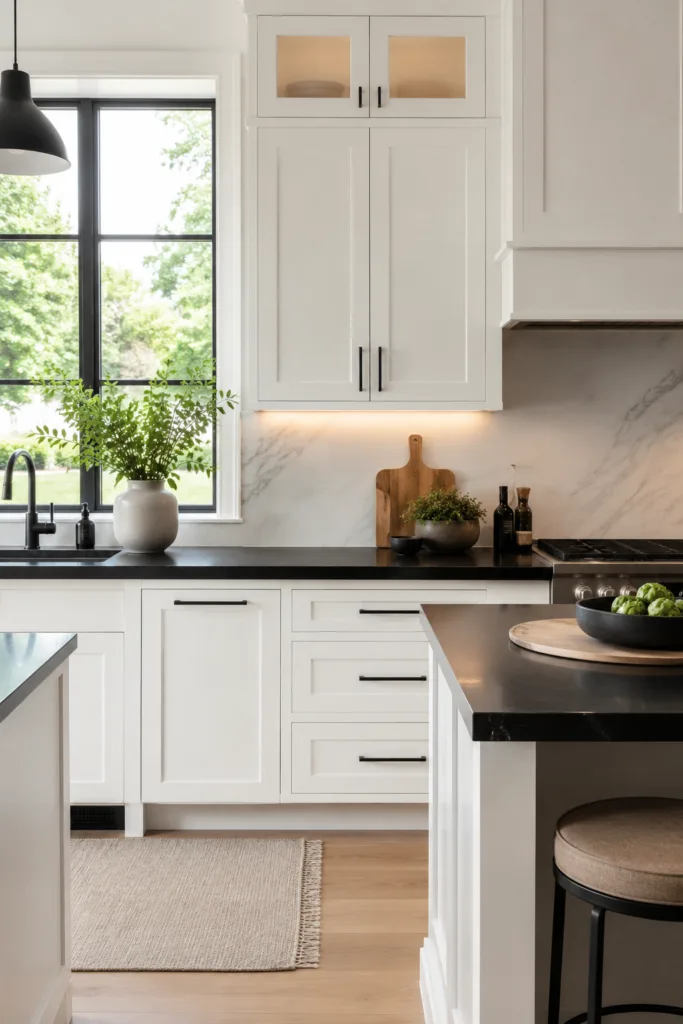 Pair Black Countertops With White Cabinets
