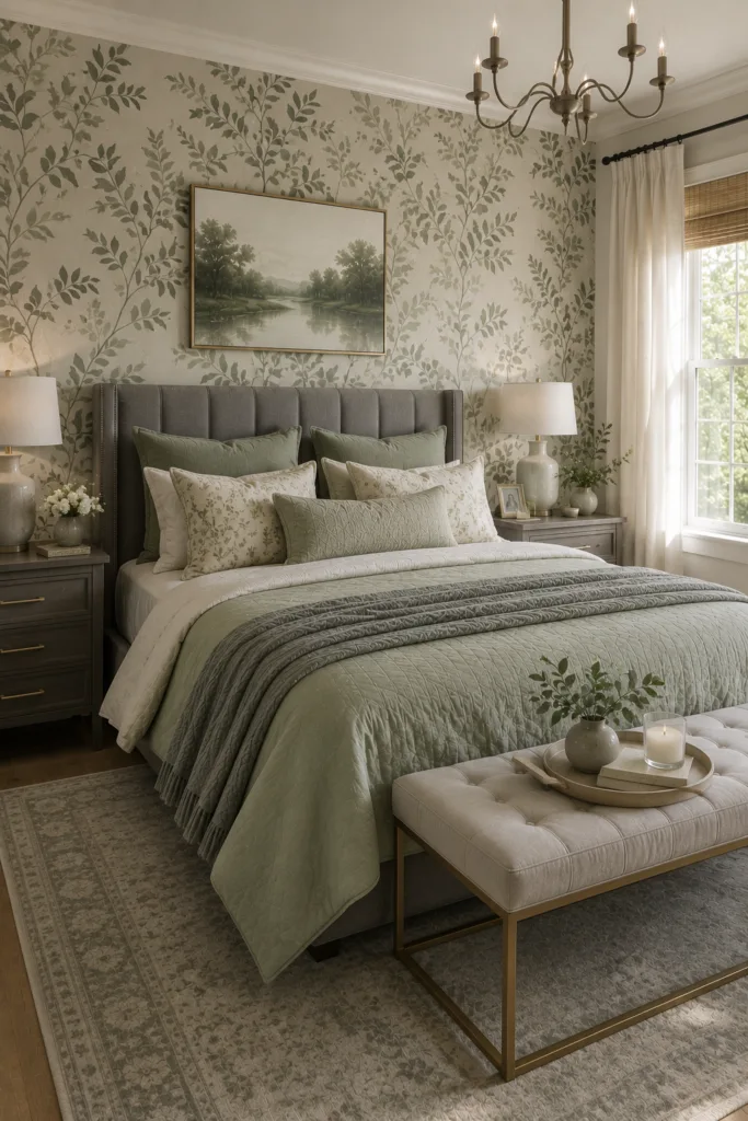 Sage Green Botanical Wallpaper