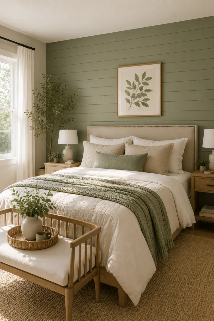 Sage Green Shiplap Wall